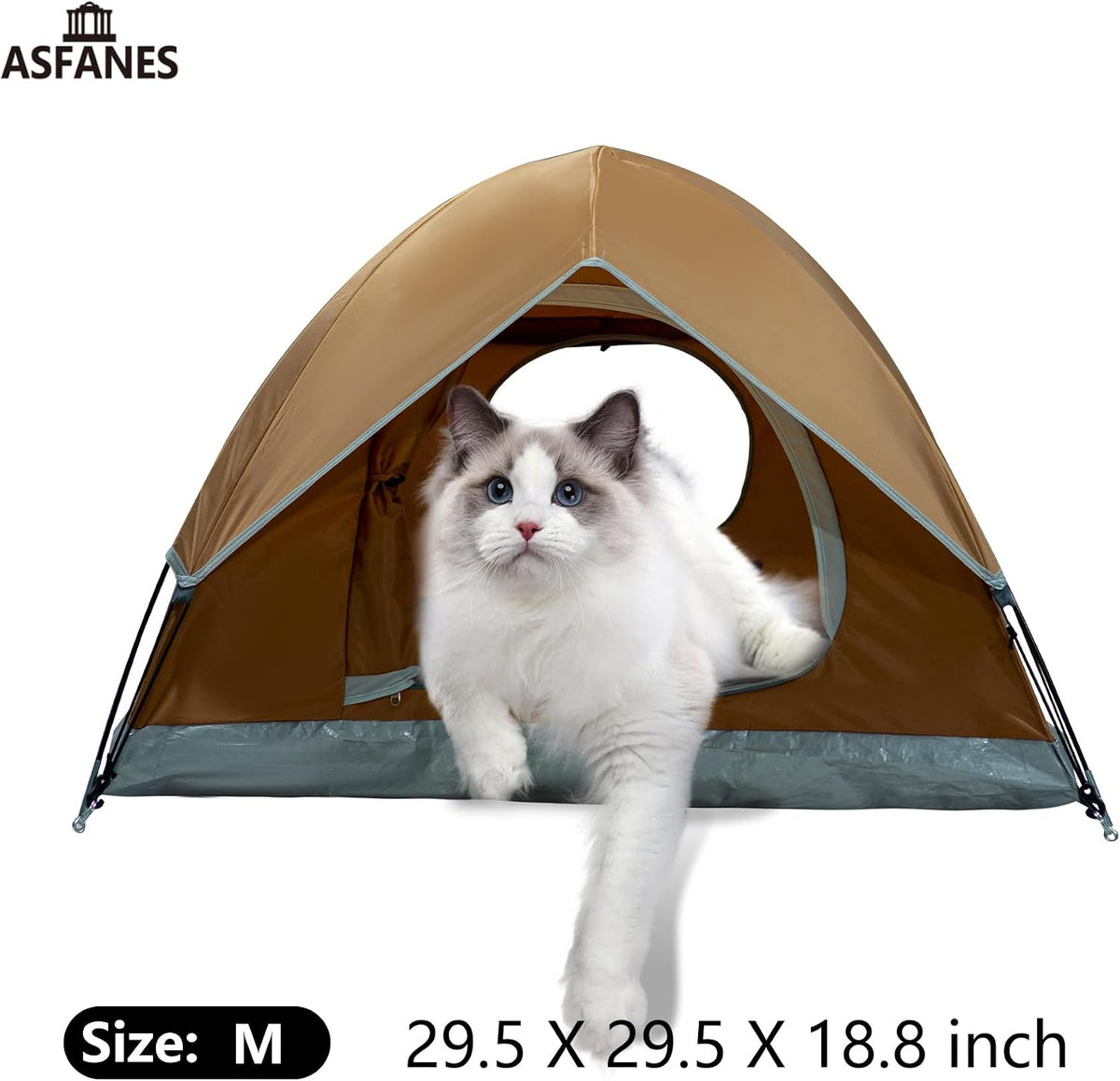ASFANES Foldable Pet Tent for Medium Dogs & Cats - Brown / M - image 2