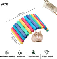 PIVBY 2PCS Wooden Hamster Bridge, Flexible Natural Wooden Ladder Bridge Tunnel Hideout, Hamster cage Accessories for Small Animals Guinea Pig, Rat, Chinchilla, Gerbil, Mice, Mouse (Colorful)