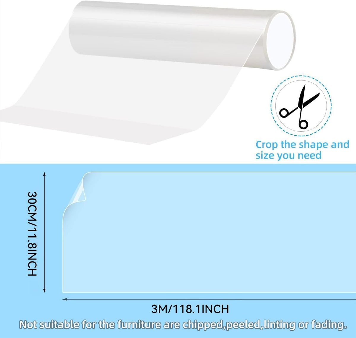 Anti Cat Scratch Furniture Protector Thicken Vinyl – Essentials for Cats - 11.8" x 118" - image 2