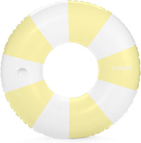 FUNBOY Giant 46" Vintage Green Stripe Pool Tube Float with Cup Holder – Fun for Kids & Family - Yellow / 46"