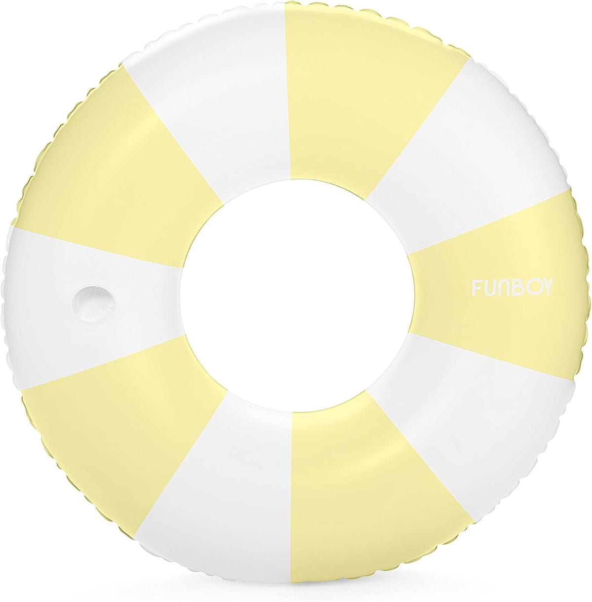 FUNBOY Giant 46" Vintage Green Stripe Pool Tube Float with Cup Holder – Fun for Kids & Family - Yellow / 46"