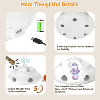 Interactive Cat Toys for Indoor Cats, 4in1 Pet Teaser Toy with Ambush Feather Wand, Motorized Fluttering Butterfly and Slow Feeder, Rechargeable Power Treat Puzzle Toys(White)