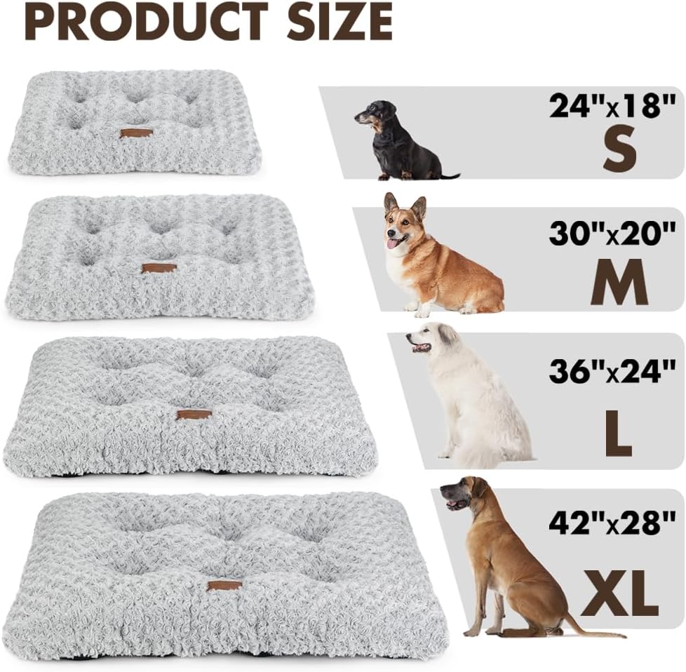 Dog Bed Crate Pad for Small Dogs 24"x18" Coffee – Essentials for Dogs - Medium 30"x20" / Rosette Pattern Grey - image 4