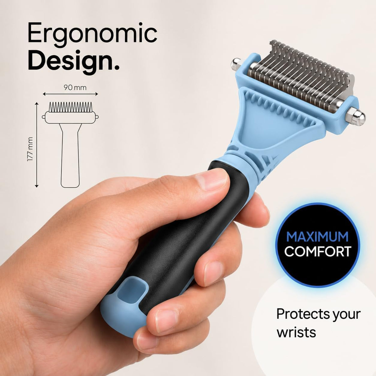 Pretty Paw Cat Brush for Indoor Cats & Long Hair with Gentle Massage - Blue - image 2
