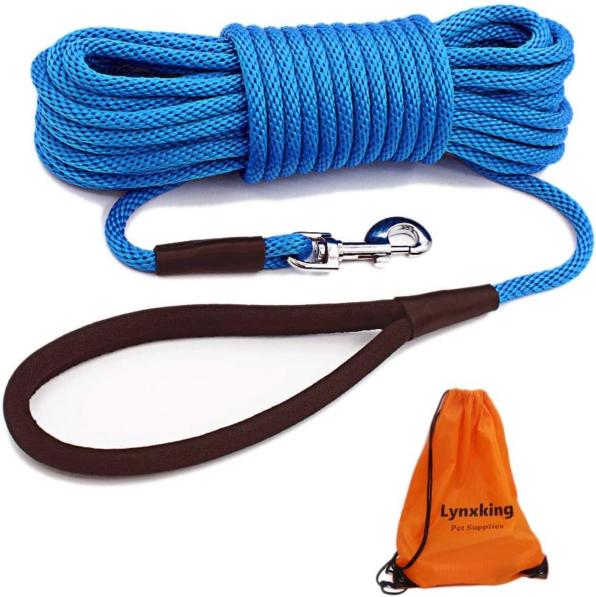 Check Cord Dog Leash Long Lead Obedience Recall Training Tracking - Blue / 3/8 inch * 50foot