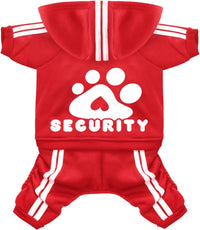 Dog Hoodie Security Clothes 4 Legs Jumpsuit Sweatshirt Hoodies Soft - Red / X-Small