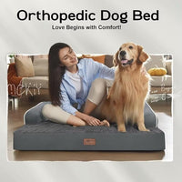 Large Dog Bed Orthopedic Washable - Beds Bolster - Extra XL XLarge Big Dogs - Memory Foam Couch Sofa - Waterproof with Removable Cover - Dark Grey Dog Bed