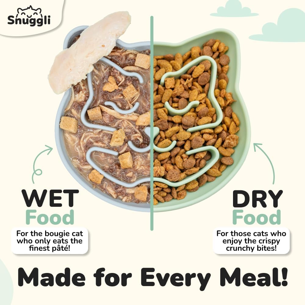 Slow Feeder Cat Bowl, Cat Puzzle Feeder for Slow Eating - Matcha - image 4
