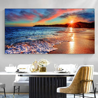 Yxbhhym-Beach Wall Art Pictures Decor for Bedroom Large Ocean Canvas for Wall Art Living Room Sunset Painting Coastal Artwork for Wall Seascape Print Sea Poster Landscape Office Art Home Decorations