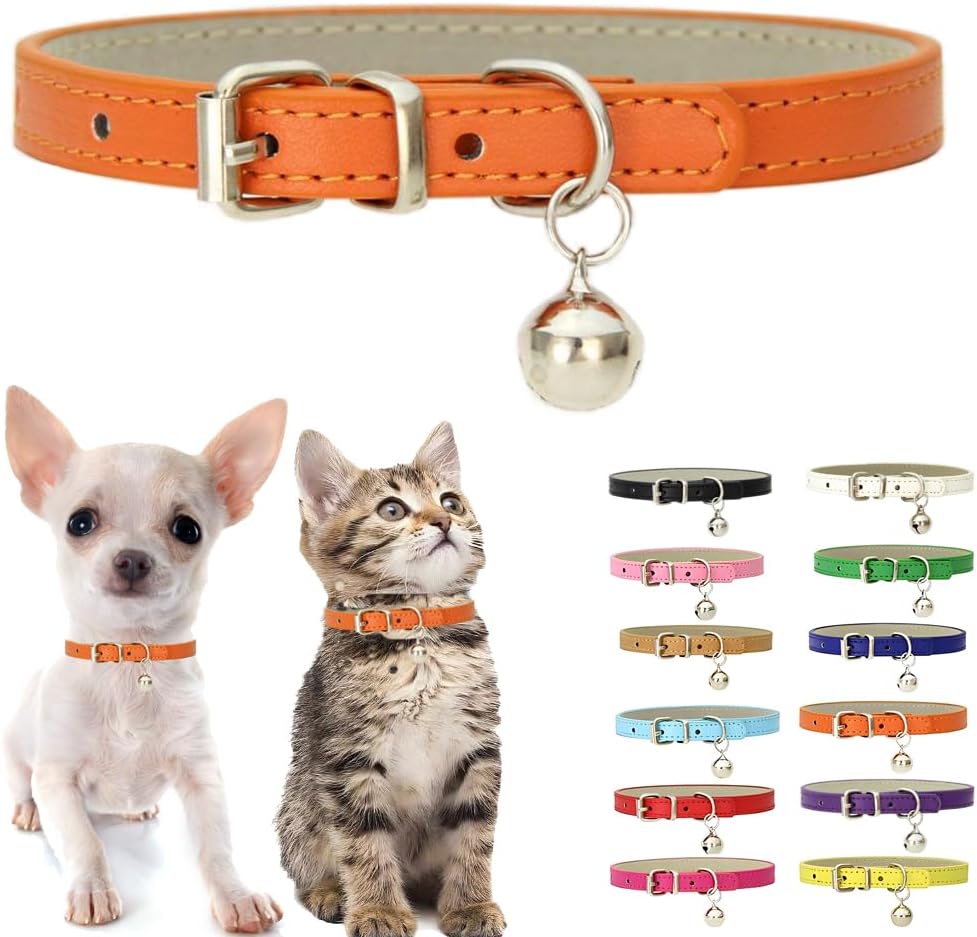 Purple XS Cat Collar with Bell - Orange / M for Neck 12"-14.5"