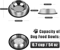 Serentive 3 Pcs Metal Dog Bowls for Small Dogs - 54 oz / Dog Paw - image 2