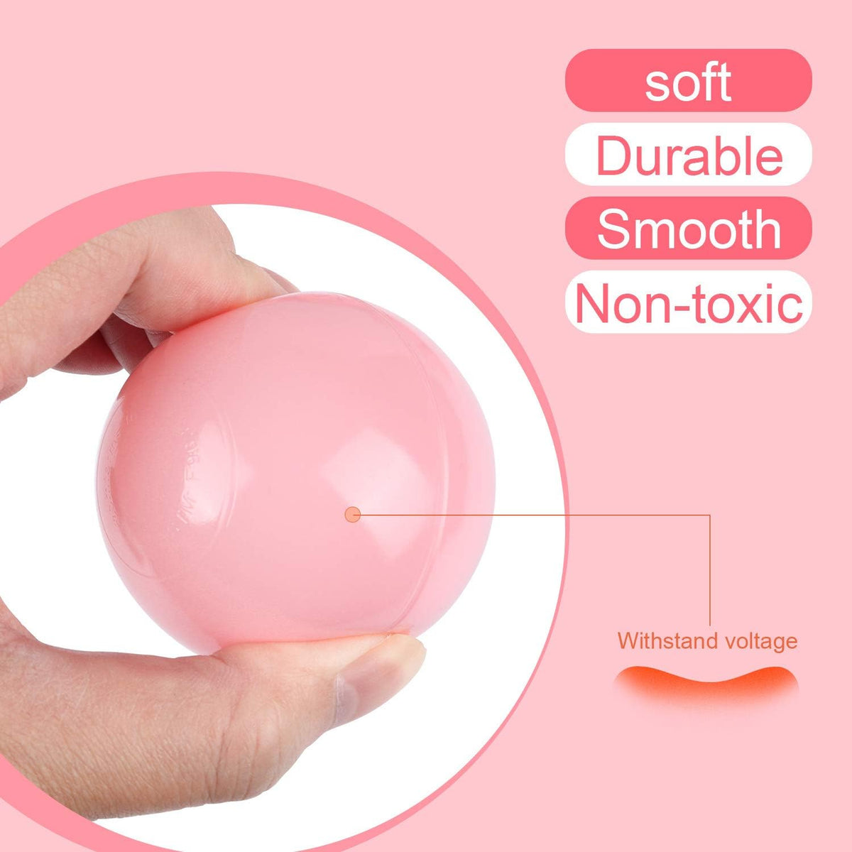 TRENDBOX Ball Pit Balls Plastic Balls for Ball Pit Pool Playpen - Pink & White / 100 pcs (Pack of 2) - image 3