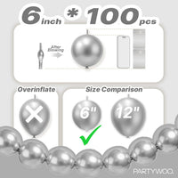 PartyWoo 100 white 6 inch linking balloons for garlands and arches - view 25
