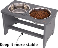 HTB Elevated Dog Bowls,Raised Dog Bowl Stand with 2 Stainless Steel Bowls,Elevated Raised Dog Bowls - large-10"tall,48 Oz bowl / Grey - image 4