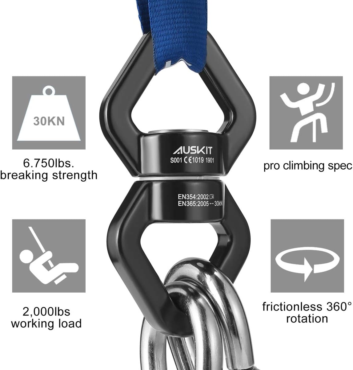 Black Swing Swivel, 30 KN Safest Rotational Device Hanging Accessory – Fun for Kids & Family - 30 KN / Black - image 4