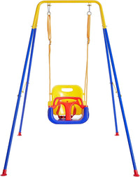 FUNLIO Toddler Swing with Foldable Metal Stand for Toddlers Aged 1~10 - Blue