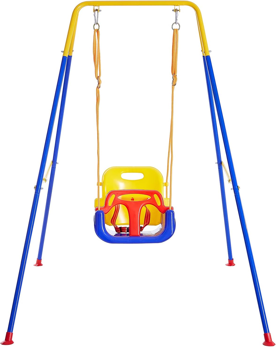 FUNLIO Toddler Swing with Foldable Metal Stand for Toddlers Aged 1~10 - Blue