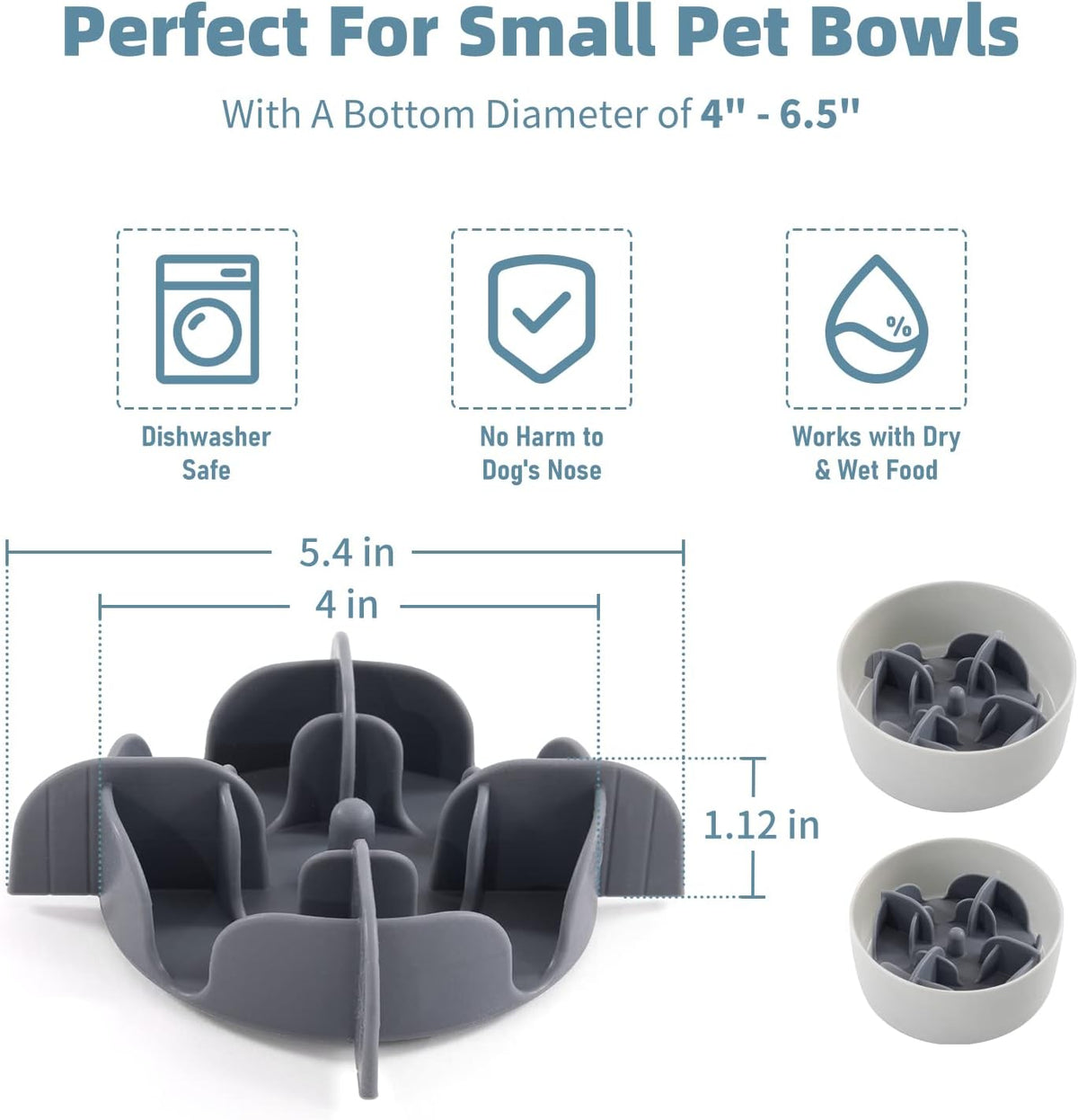 Jaoul Slow Feeder Dog Bowls Insert - Cuttable Small(5.4 inch) / Grey - image 4