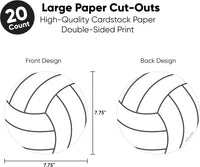 Big Dot of Happiness volleyball party decorations, 20 double-sided cardstock cutouts - view 12