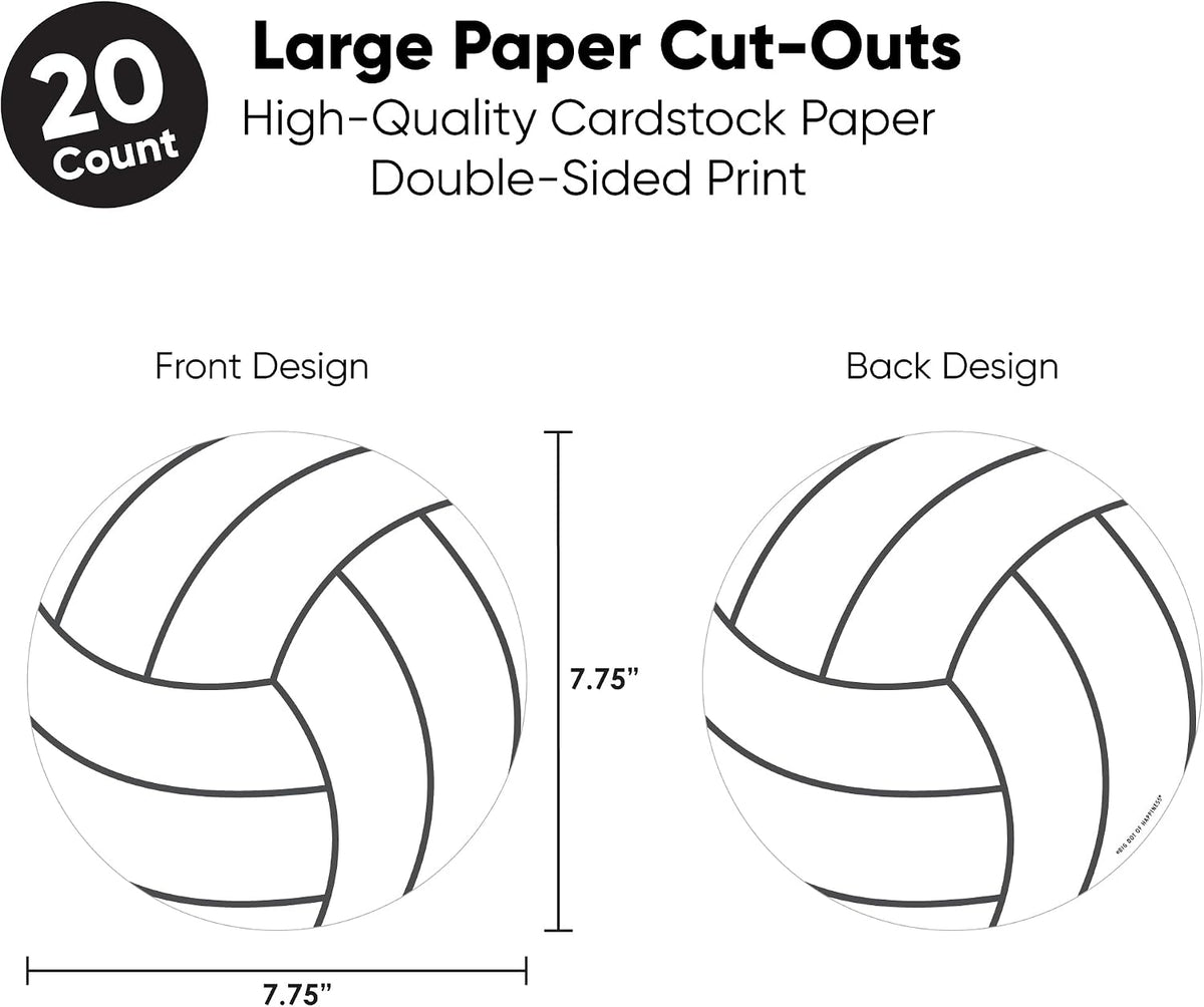Big Dot of Happiness volleyball party decorations, 20 double-sided cardstock cutouts - view 12
