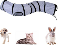 iCAGY Cat Tunnel Toys for Indoor Cats Kittens Rabbits - 47" (Shape S) / Dark Grey - image 3