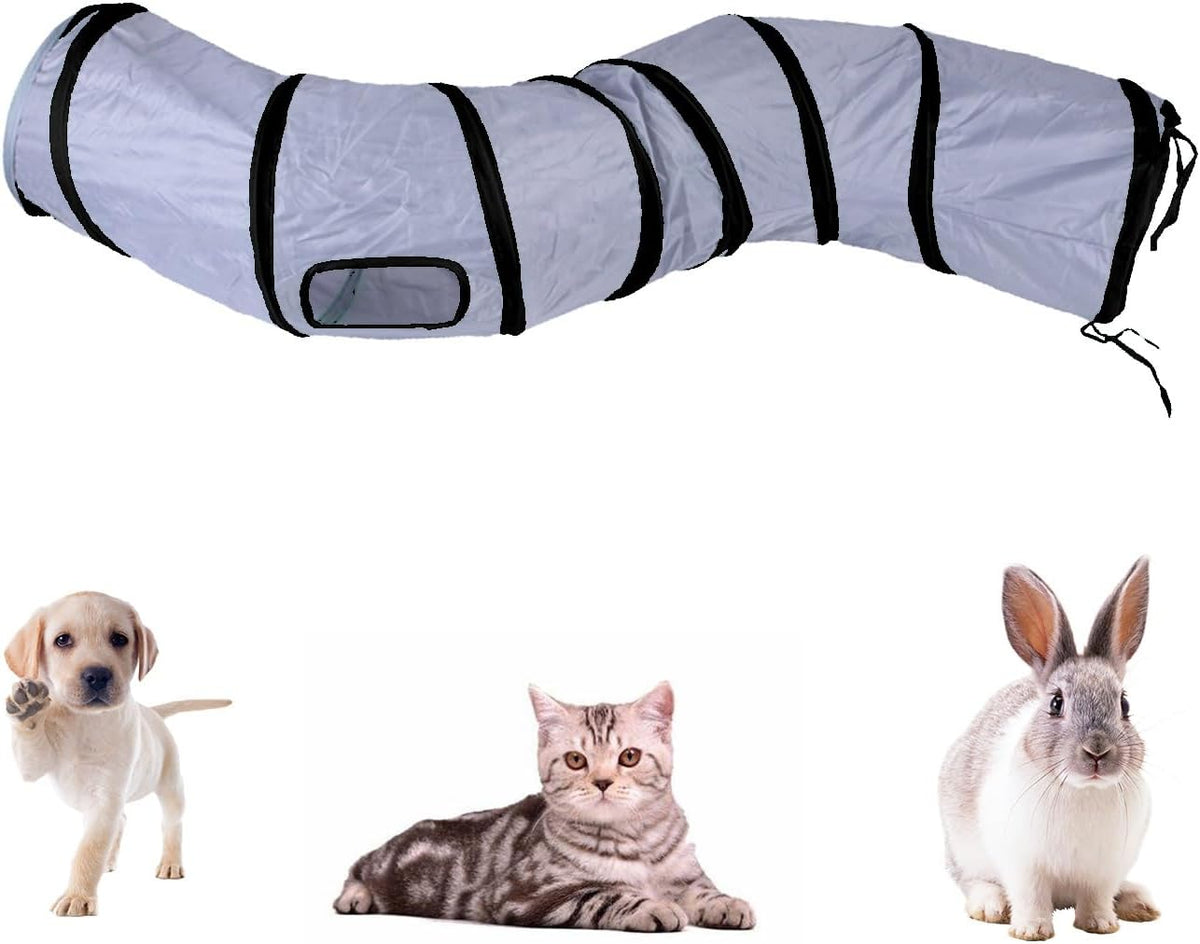 iCAGY Cat Tunnel Toys for Indoor Cats Kittens Rabbits - 47" (Shape S) / Dark Grey - image 3