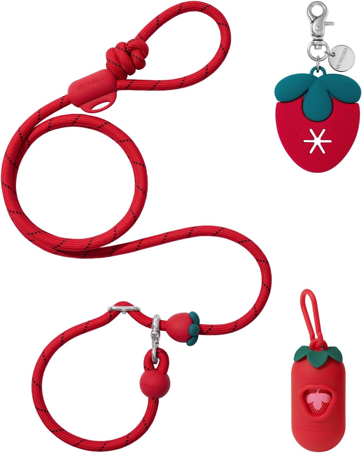 VETRESKA Hands-Free Dog Leash - Strawberry Red