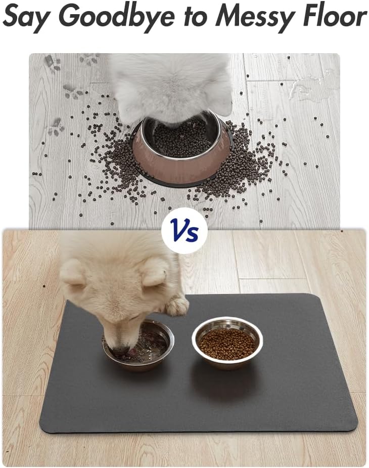 MontVoo-Absorbent Pet Feeding Mat-No Stains Pet Mat for Food - DARKGREY / 16"x24" - image 4