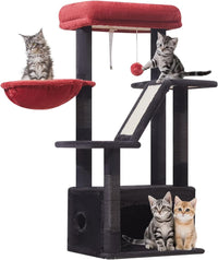 Taoqimiao Cat Tree, Suitable for Kittens - Black and Red / 38.5 Inches
