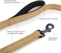 Plutus Pet Double Handle Dog Leash, for Medium Large Dogs - 4 FT / Brown - image 2