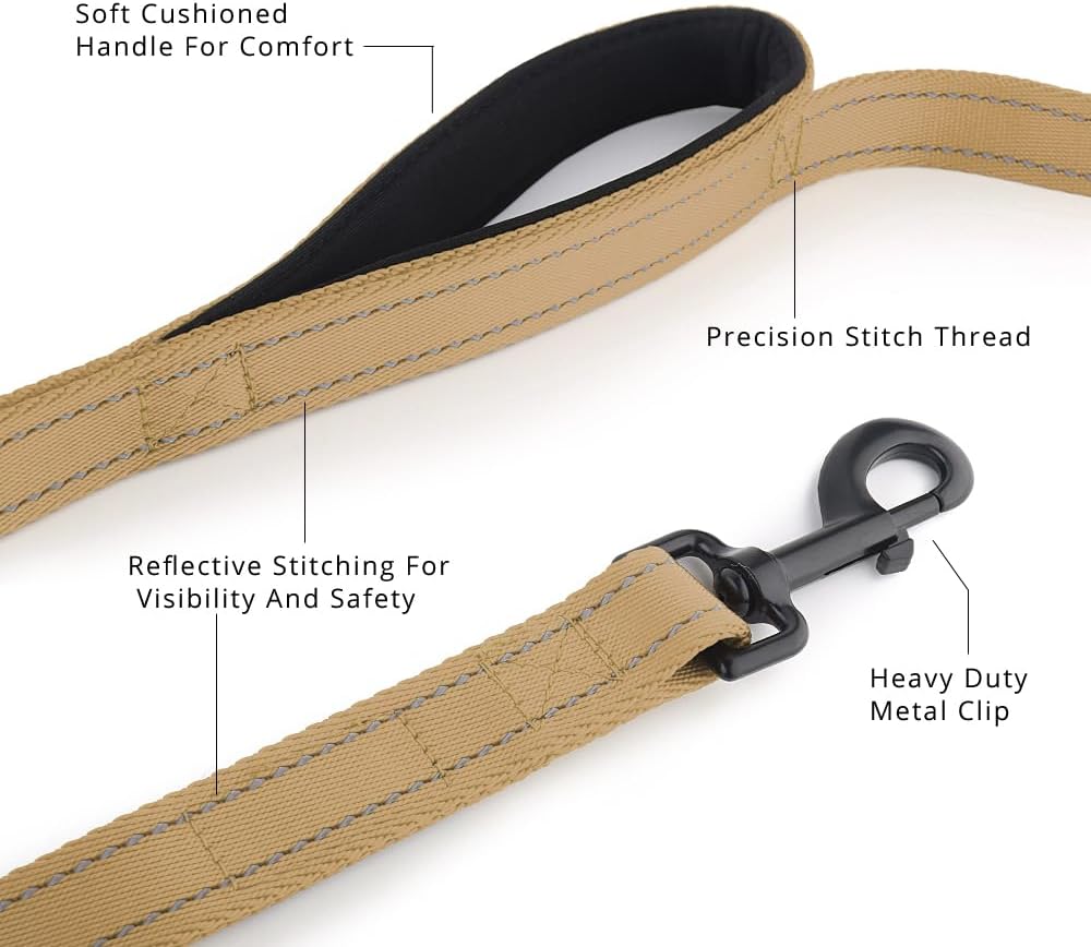 Plutus Pet Double Handle Dog Leash, for Medium Large Dogs - 4 FT / Brown - image 2