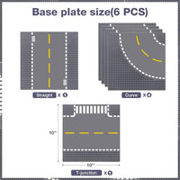 Lekebaby 6 Pack Classic Baseplates 10" x 10" - Grey (Roads) / 6 Pack - image 3