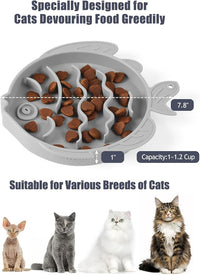 Coomazy 2-in-1 Silicone Slow Feeder Dog Cat Bowls, Interactive Puzzle Toy for Pets Dry/Wet Food Training, Keeps Dogs Cats Busy, Prevents Puppy Kitty Overeating (Smoky Gray, 1.2 Cup)