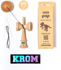 KROM kendama POP in black, beech wood skill toy with extra string and stickers - view 5