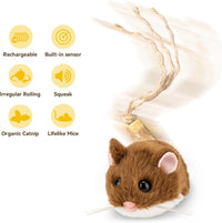 Migipaws Interactive MigiMouse Cat Toy 360° Rolling & Spin with Mesh - Brown - image 4