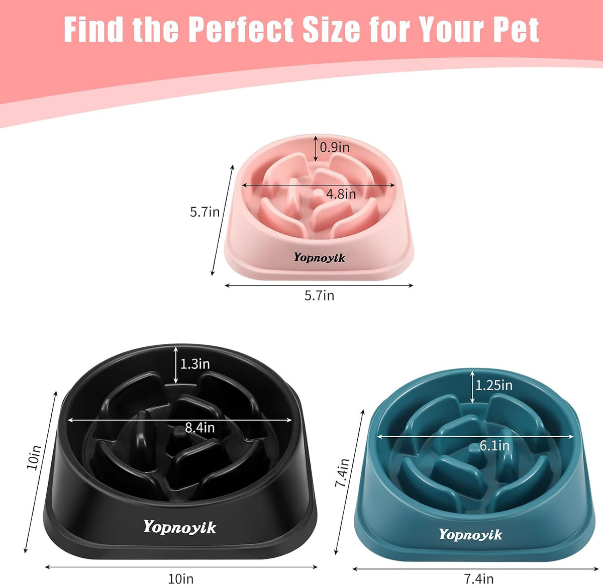 2 Pack Slow Feeder Dog Bowls for Medium Dogs & Cats – Essentials for Dogs - Small / Black and Pink - image 4