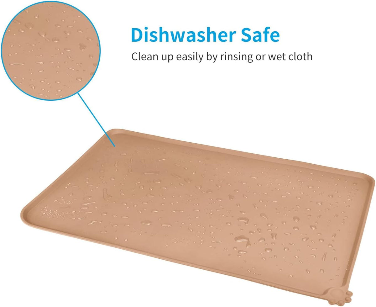 AUDWUD Waterproof Silicone Pet Feeding Mats - Apricot / 28" x 18" - image 3