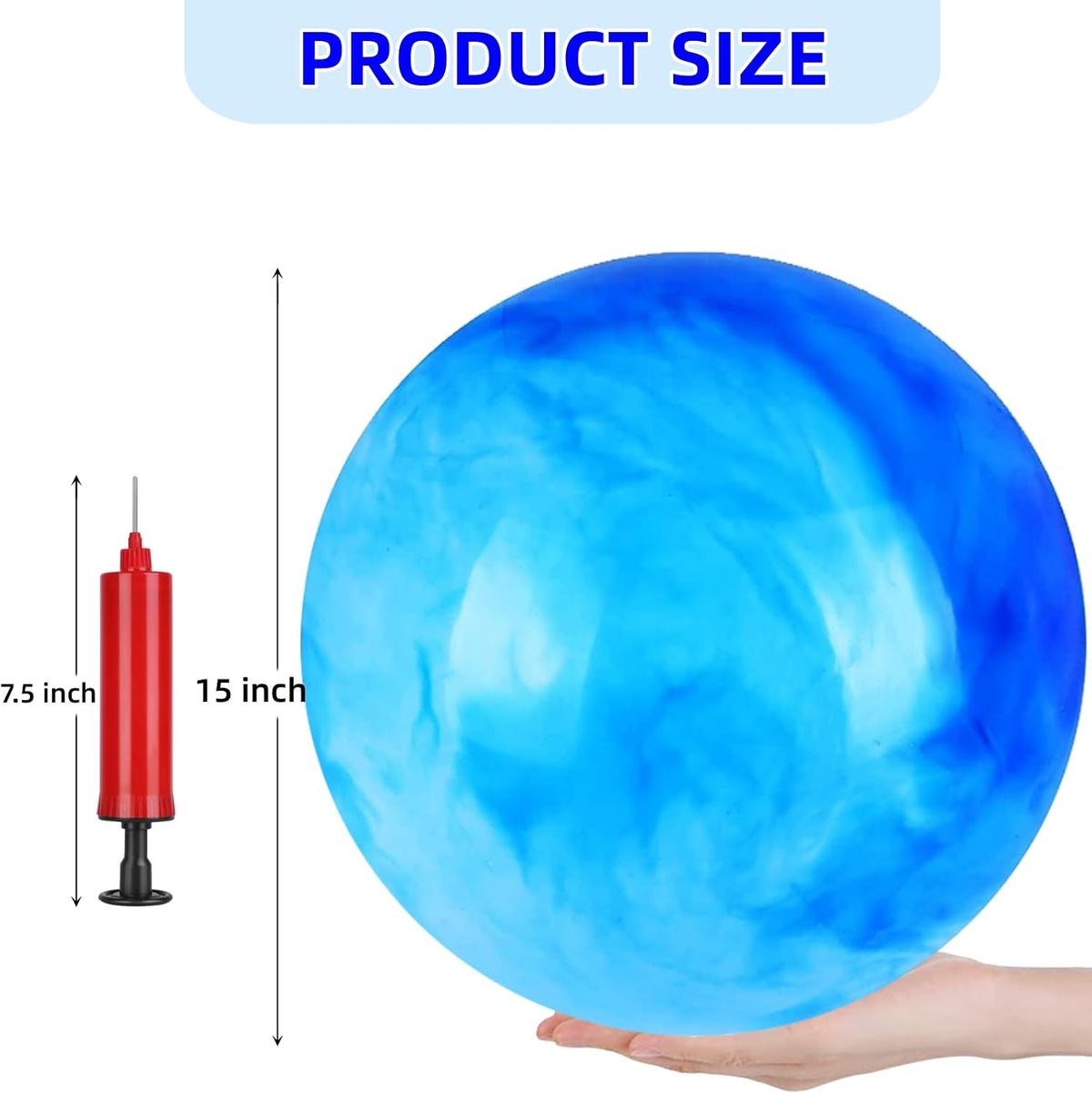 2 Pcs Playground Balls for Kids, Inflatable Bouncy Balls, Red - Red, Blue / 15 inch - image 3