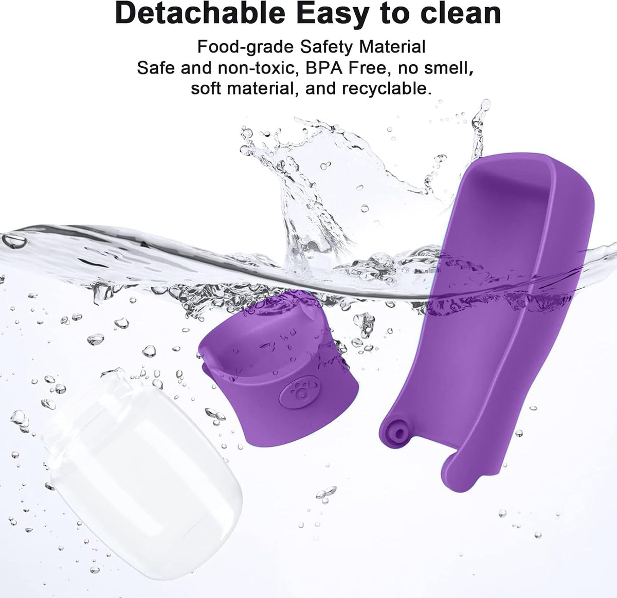 Portable Dog Water Bottle Dispenser [Leak Proof & Foldable] Dog - Purple / 12OZ - image 3