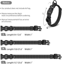 JSXD AirTag Dog Collar, Night Reflective Nylon Dog Collar for Small Medium Large Dogs,Lockable Quick Release Buckle,Padded Breathable Pet Collar with AirTag Holder (Black, Medium)