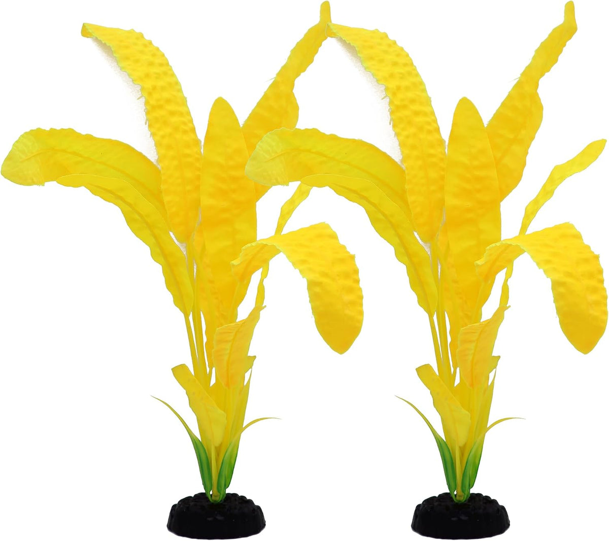 Silk Aquarium Plants, 12 Inch Artificial Silk Plants Decorations – Essentials for Fish - Yellow / 2 Pack
