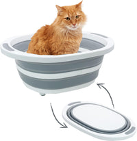 Fhiny Open Cat Litter Box - Grey-white / 1PCS