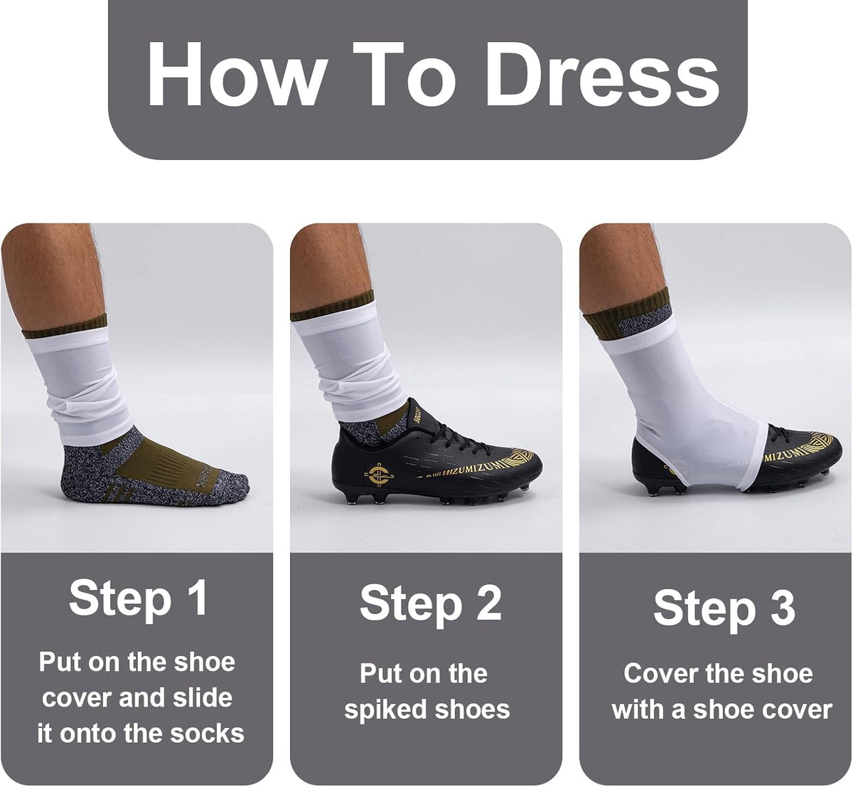 Football Spats Cleat Covers, Youth Boys, Keeps Dirt - White / Large - image 4