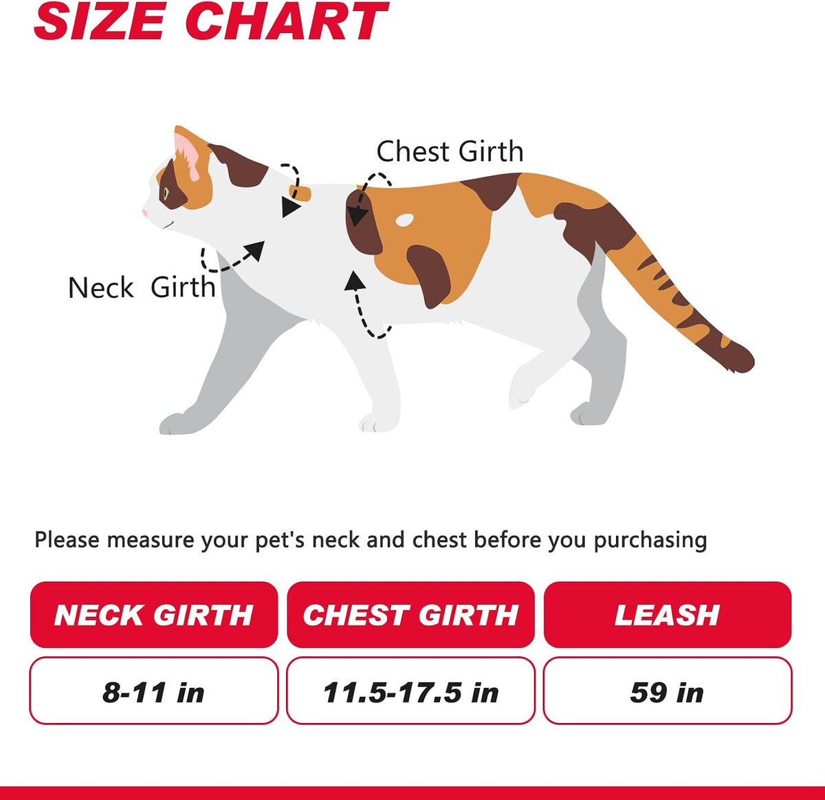 Cat Harness and Leash Set with Airtag Holder for Walking & Travelling - Red - image 4