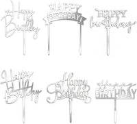 Gold Birthday Cake Topper - Silver