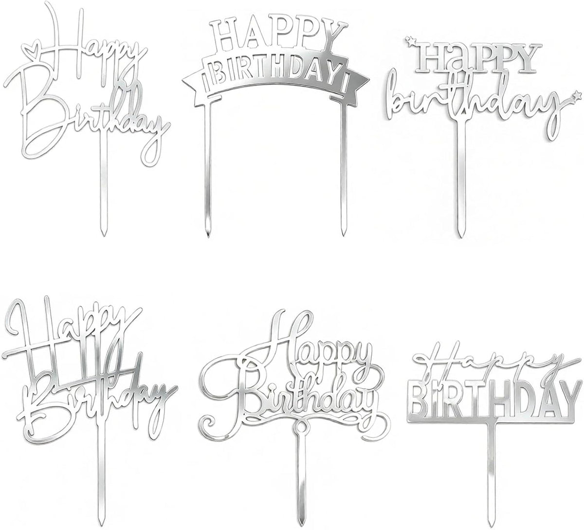 Gold Birthday Cake Topper - Silver