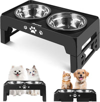 Elevated Dog Bowls for Medium Large Size Dogs - Black / Small / 2 Basic Bowls