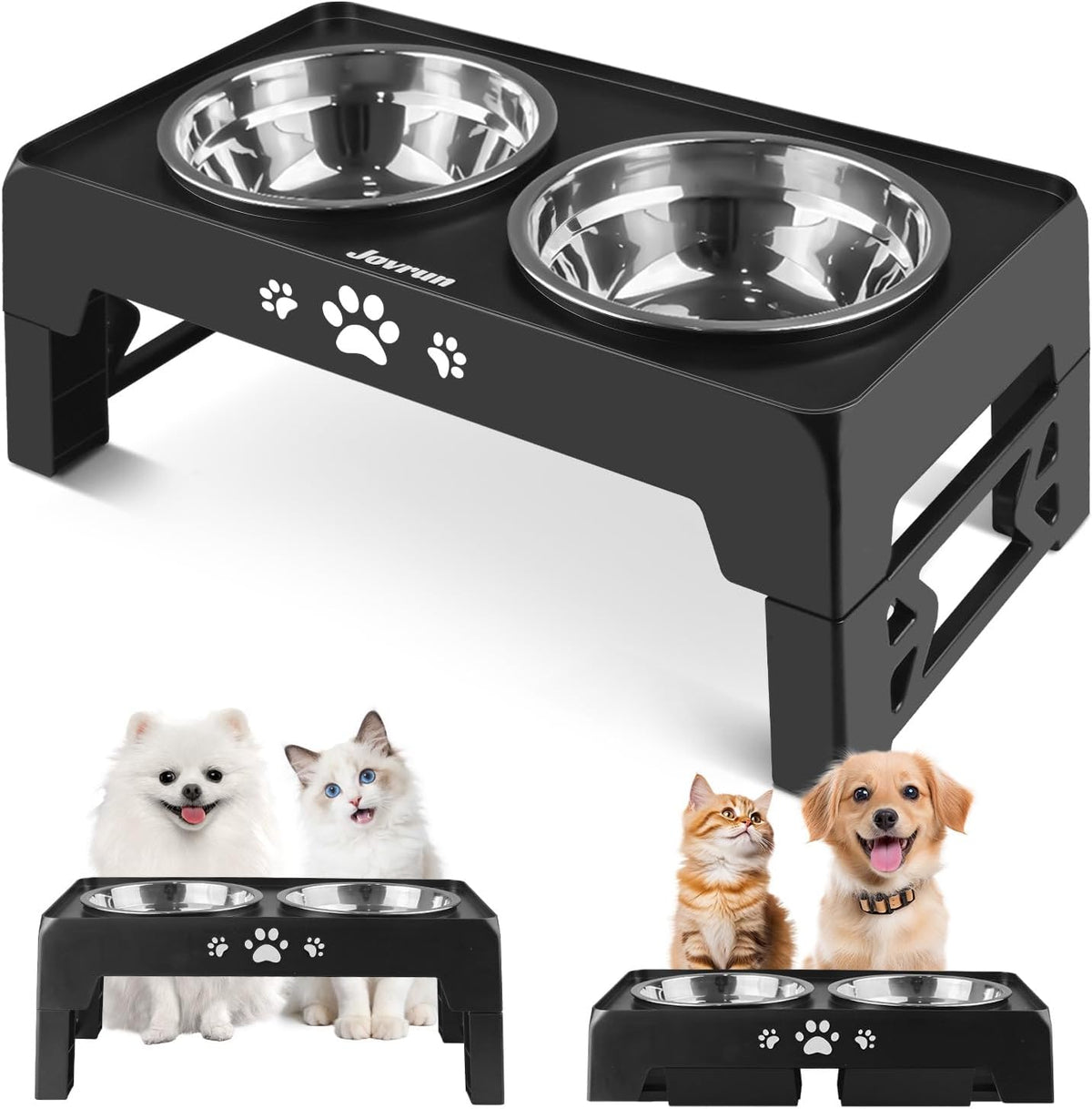 Elevated Dog Bowls for Medium Large Size Dogs - Black / Small / 2 Basic Bowls