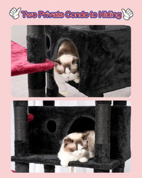 Cat Tree, 74" Tower for Large Cats, Big Condo & Hammock GCT030G – Essentials for Cats - 74 inch / Black and red - image 4