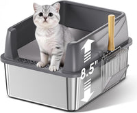 Stainless Steel Litter Box - Dark Gray / 17.4'' x 13.5'' x 8.5''